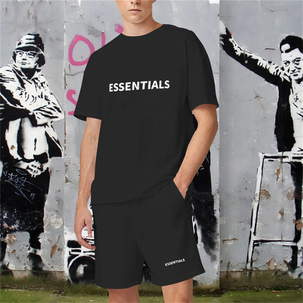 

Summer Sportswear Oversized Street Wear Fashion Suit High Quality Sportswear 2023 Men's T-shirt Set Casual