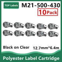 5~10PK Replacement M21-500-430 Polyester Ribbon Cartridges Maker Film Sticks for Labeller,Handheld Label Printer,Black on Clear