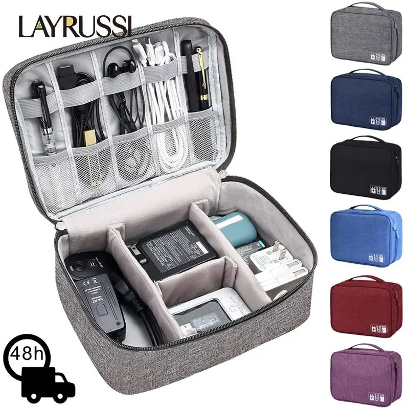 

Сумка для хранения кабеля LAYRUSSI, дорожный портативный электронный органайзер, водонепроницаемый, для передачи данных, USB зарядное устройств...