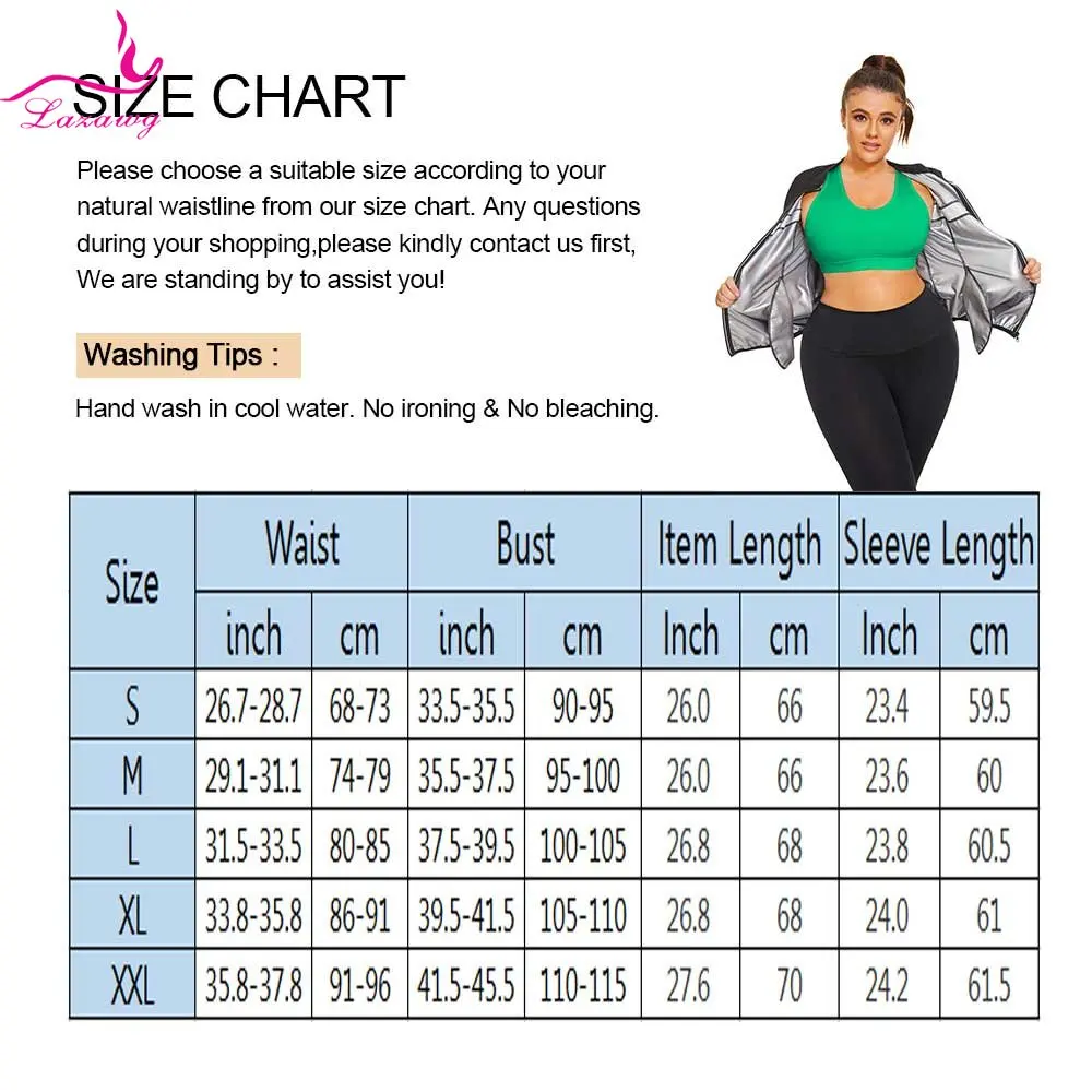 LAZAWG Sauna Suit for Women Sweat Set Weight Loss Pants Slimming Jacket Workout Top Trousers Body Shaper Fat Burner Gym Fitness