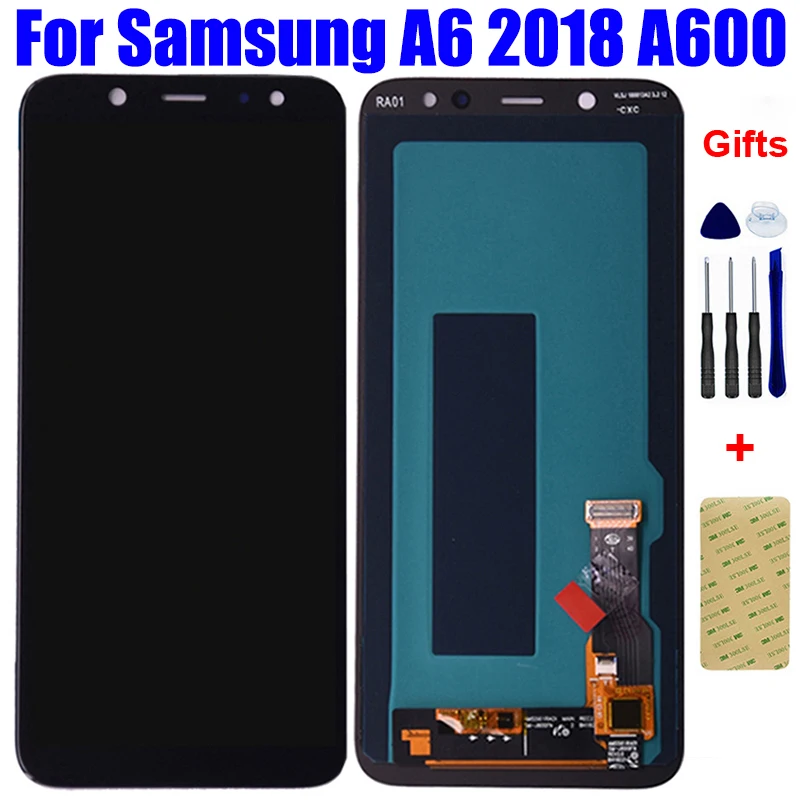 ЖК-дисплей для SAMSUNG Galaxy A6 2018 A600 A600F A600FN, ЖК-дисплей, экран, модуль Pantalla с сенсорной панелью, дигитайзер, датчик в сборе