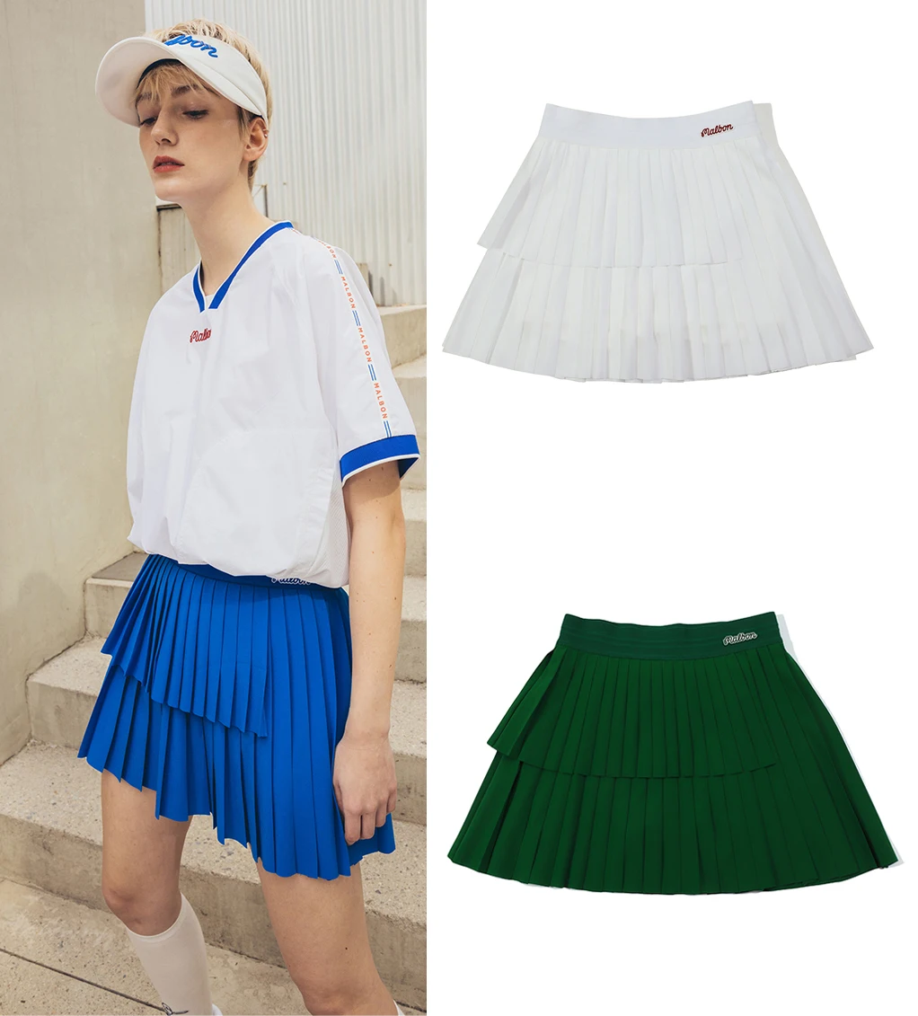 

Golf Ladies Pleated Skirt A-Line Korean Striped Pleated Skirt Anti-lighting Safety Skirt