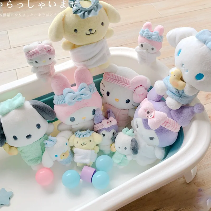 

Милое банное полотенце из серии спа, плюшевые игрушки Kuromi My Melody Cinnamoroll Hellokitty, мягкие плюшевые куклы, Сумка с подвеской, подарок для девочки