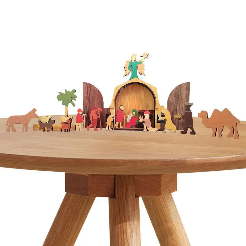 

Christmas Nativity Set Indoor Christmas Jesus Birth Scene Figures Statue Kit Christmas Ornament Home Decors For Desktop TV Stand