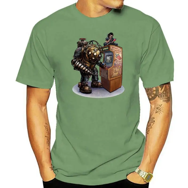 

New Women's T-shirt Bioshock Big Daddy and Little Sister Gamer Nerdy Girl's short sleeve tshirt Harajuku hip hop tees tops