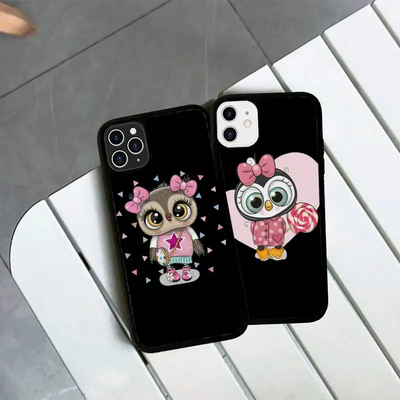 

Cute Cartoon Owl Phone Case Silicone PC+TPU Case for iPhone 11 12 13 Pro Max 8 7 6 Plus X SE XR Hard Fundas