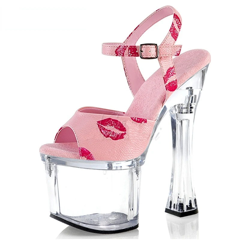 

Сандалии женские на очень высоком каблуке 18 см, босоножки на платформе с цветочным принтом, обувь для невесты, обувь для танцев на шесте 7 дюймов