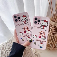 hello kitty cute cartoon phone cases for iphone 13 12 11 pro max xr xs max 8 x 7 se 2022 lady girl soft silicone cover gift