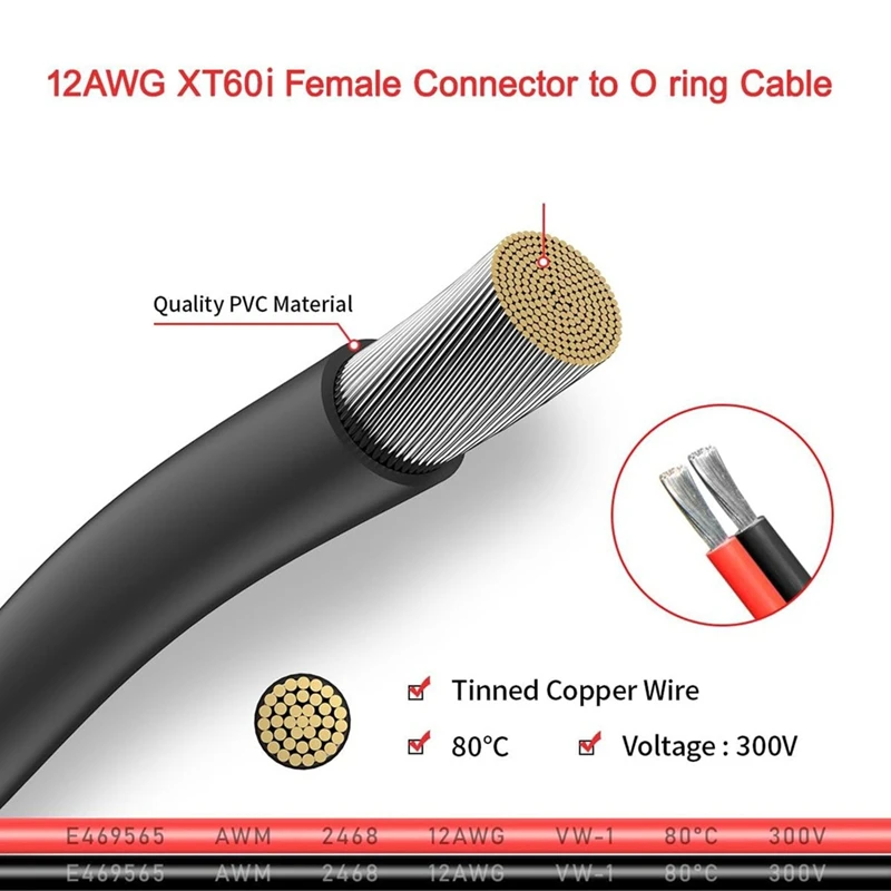12AWG Xt60i разъем Мама к уплотнительному Кольцу с луженым проводом для RC батареи