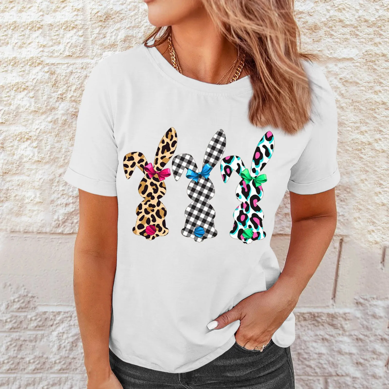 

Футболка женская с пасхальным принтом, Модный повседневный топ с коротким рукавом, милая одежда