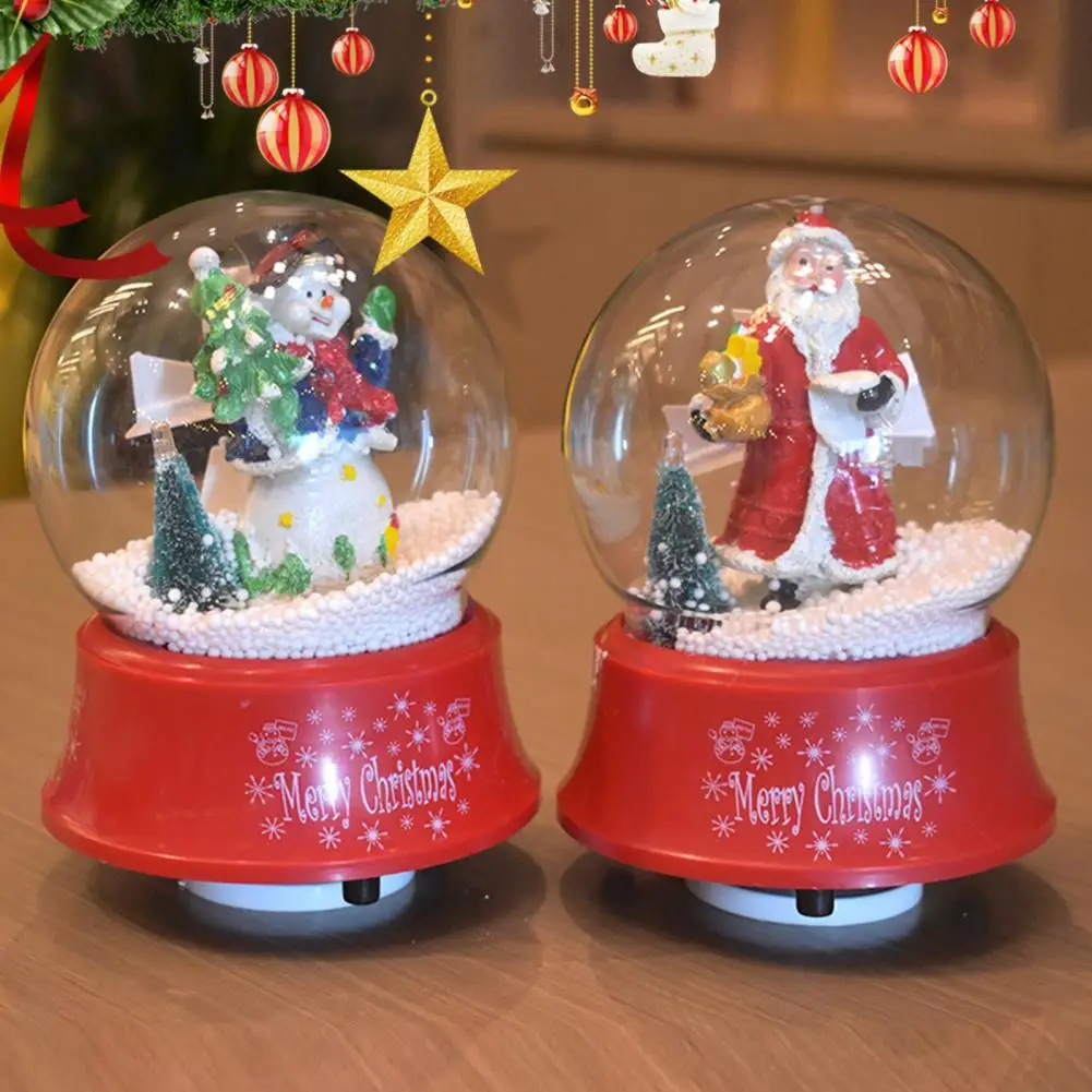 

Christmas Music Box Snow Rotatable with Music Glow Eye-catching Ornament Exquisite Rotating Santa Claus Music Box for Christmas