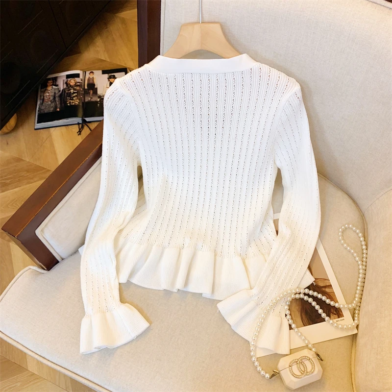 Новинка 2024 осенне-зимний вязаный кардиган с v-образным вырезом и длинными