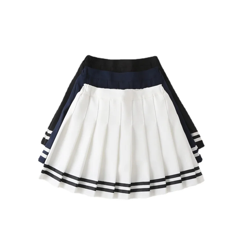 

Parent Child Double Stripe Pleated Skirt High Waist A-line Slim Jk Skirt College Style Oversize Skirt Girl Autumn Versatile Tutu