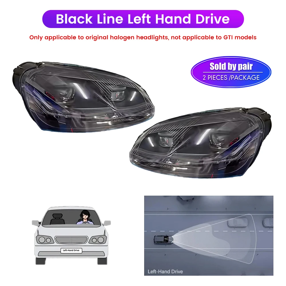 

Пара светодиодных автомобильных фар в сборе для VW GOLF 5 2003-2008, передняя фара, DRL, указатель поворота, фары Plug and Play