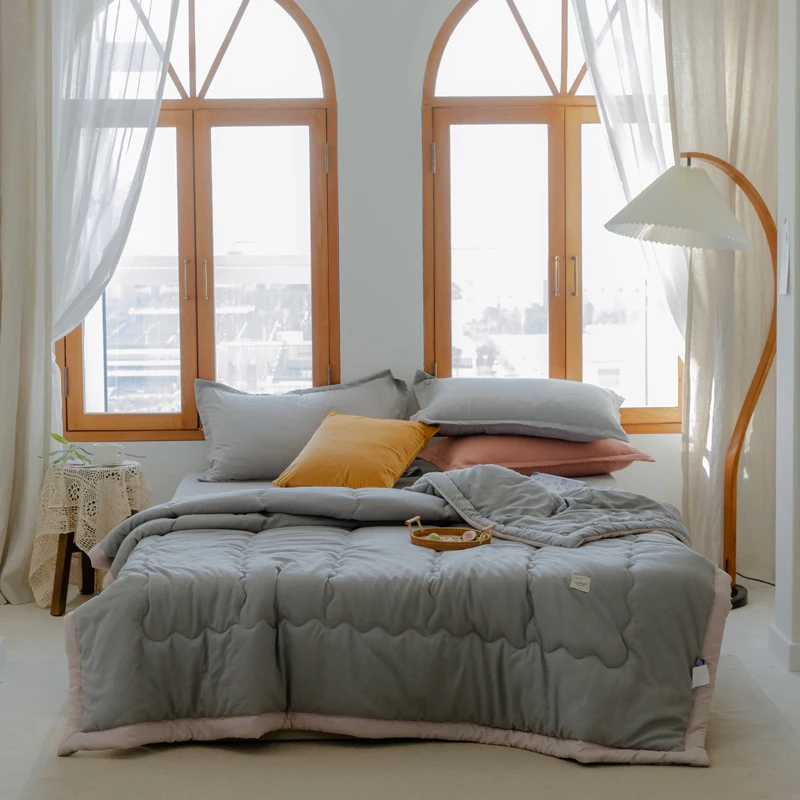 

Легкое Летнее Одеяло В Японском Стиле Из Полиэстера И Хлопка, Мягкое, Приятное Для Кожи, Моющееся, Однотонное, Класса Люкс