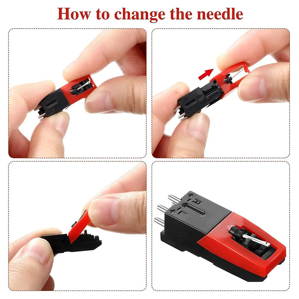 Игла проигрывателя пластинок 1 картридж с 4 сменными алмазными стилусами для Crosley