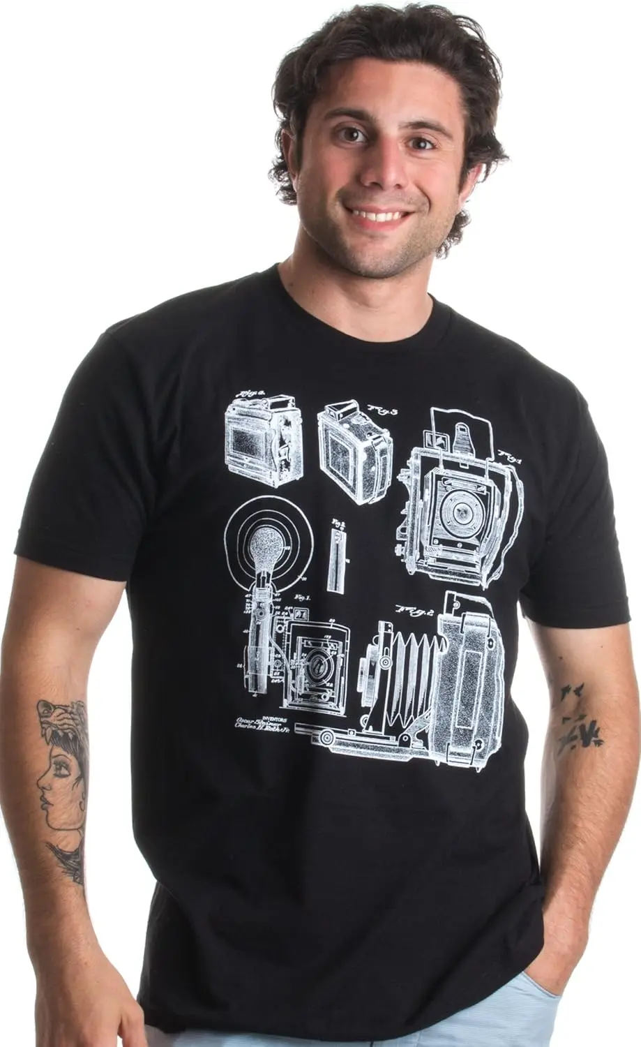 1938 графическая камера Graflex Speed патентный рисунок | Футболка унисекс для фотографа