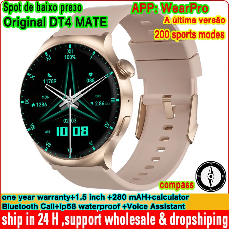 

Оригинальные Смарт-часы Compass NFC DT4 MATE, Bluetooth, 1,5 дюйма, 454*454, водозащита IP68, 200 спортивных режимов, пульсометр, Смарт-часы