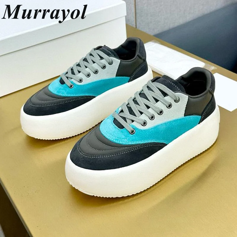 Кроссовки женские на шнуровке повседневная обувь толстой подошве с круглым