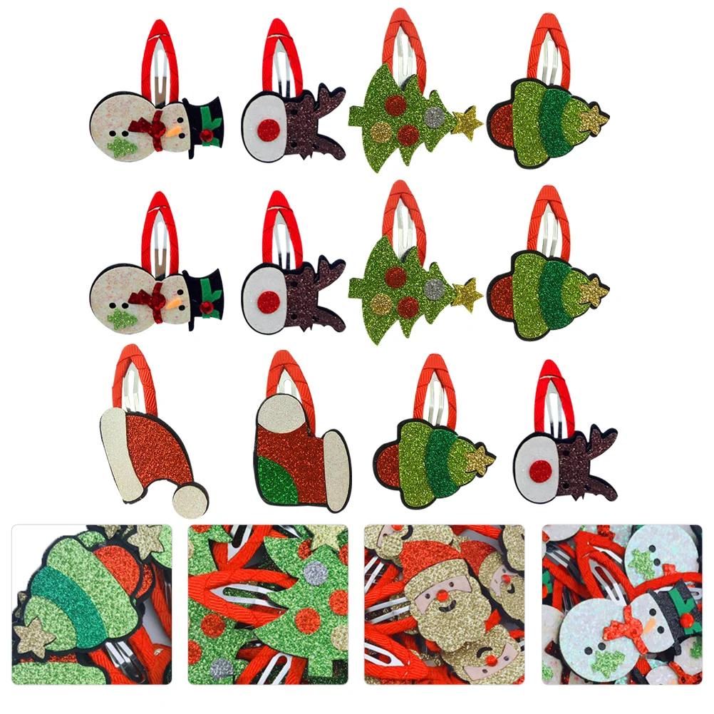 

12Pcs Decorative Girl Headdress Christmas Hairpin for Festival Daily