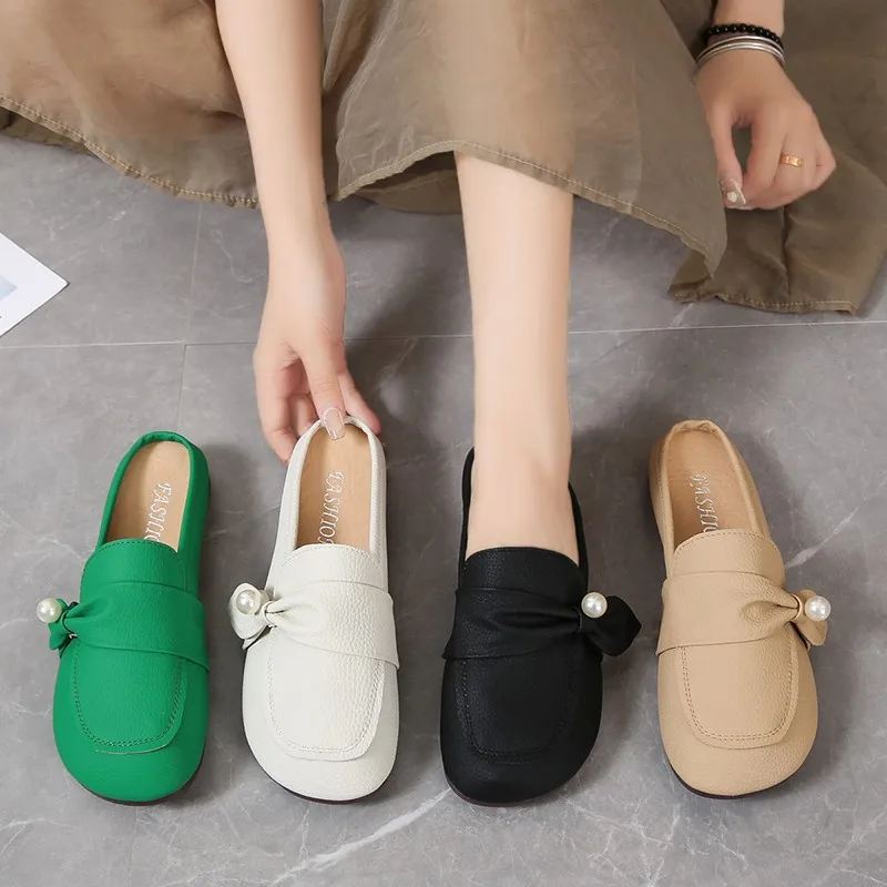 

Шлепанцы женские с закрытым носком, Сланцы на низком каблуке, роскошные мягкие, плоская подошва, искусственная ткань, римские, базовая резина, Повседневные тапочки, 2023