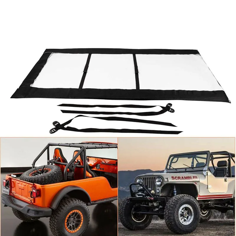 ESUYA Soft Top Window Roll Fits for Jeep Wrangler CJ, YJ, TJ & JK Rear and Side Soft Top Windows Soft Top Equipped 1976-2018