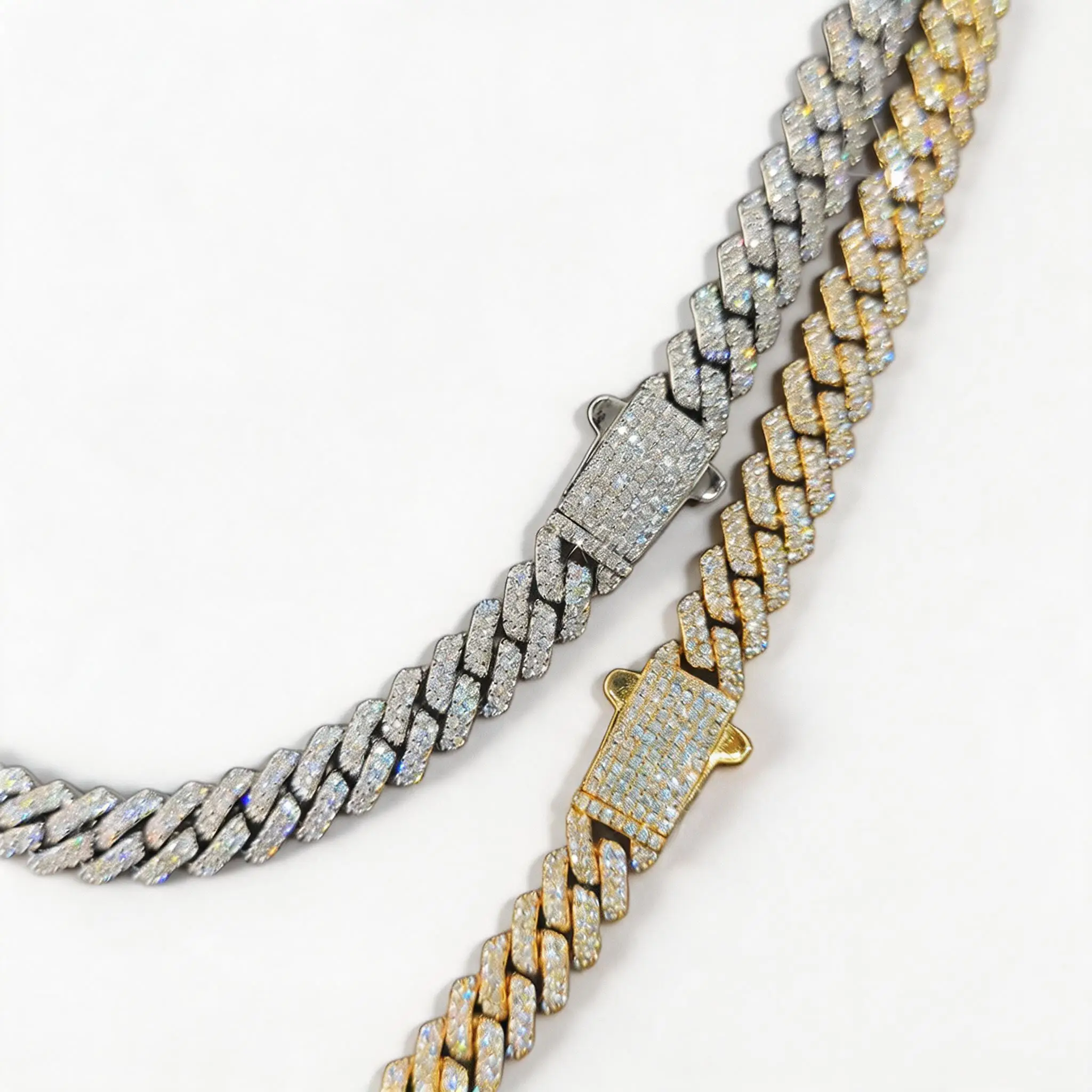 Фото Цепочка в стиле хип-хоп Cuban Link 8 мм, 2 ряда, тонкая, с подвеской из фианитов, для мужчин и женщин №2