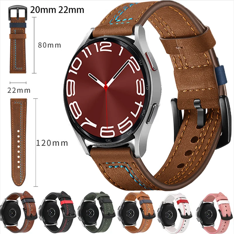 

22 20mm Leather Strap For Samsung Galaxy Watch 5/4 Classic 44mm 40mm 46mm 42mm Smartwatch Bracelet Galaxy Watch 5 pro 45mm Bands