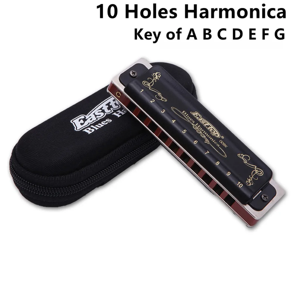 Гармоника Easttop с 10 отверстиями, блюз, рот, профессиональный ключ A B C D E F G, модные музыкальные инструменты в подарок