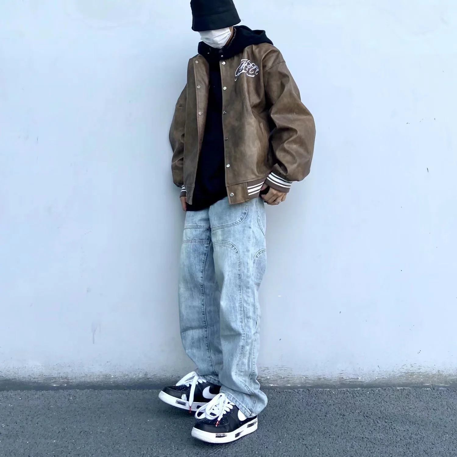 High Street Light Jeans Men's Functional Straight Tube Loose Falling Feeling Thin Trend Retro Hip-hop Wide Leg Dad Pants