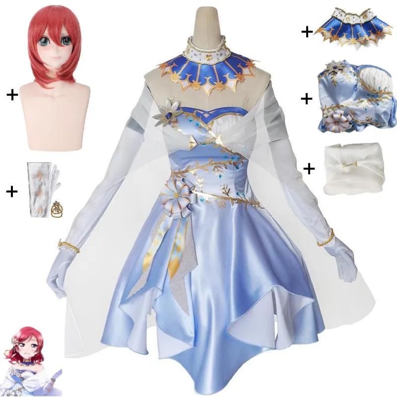 

Maki Nishikino косплей костюм аниме LoveLive! Aldult женское платье для Хэллоуина, парик для вечевечерние НКИ, Изысканный свадебный костюм
