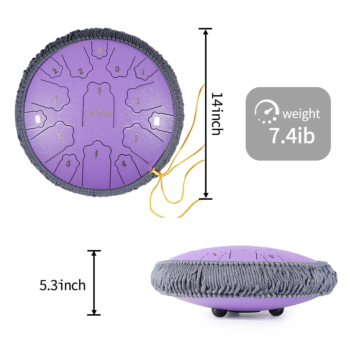 Барабан с язычком Handpan 14 дюймов 15 нот качественный стальной язычок основной
