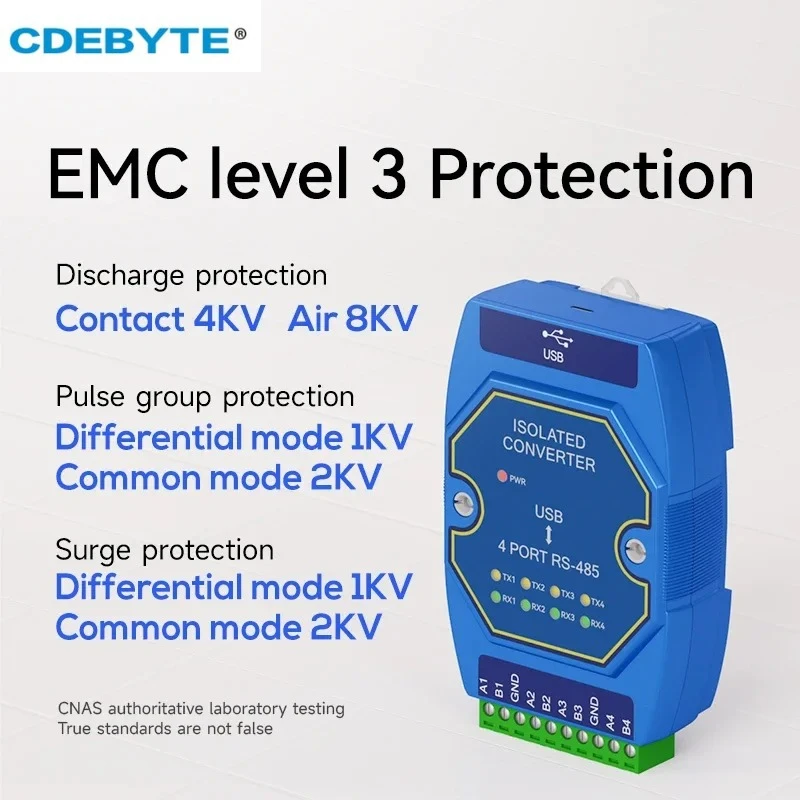 Фото Оптически изолированный преобразователь USB в RS485/RS232/TTL CDEBYTE серии E810-U с интерфейсом CH340 Type-C, поддержка 3.3/5В, промышленный класс №2