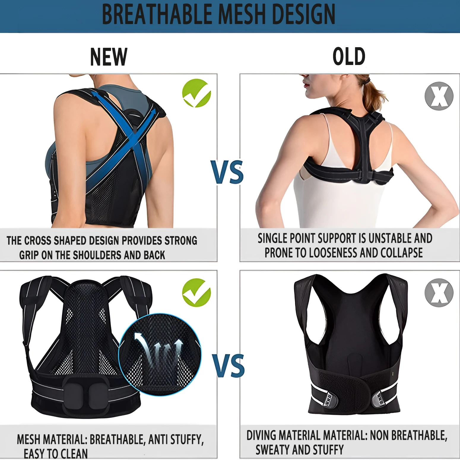 Задняя Флейта с дышащим невидимым корректором регулируемый для коррекции ремня