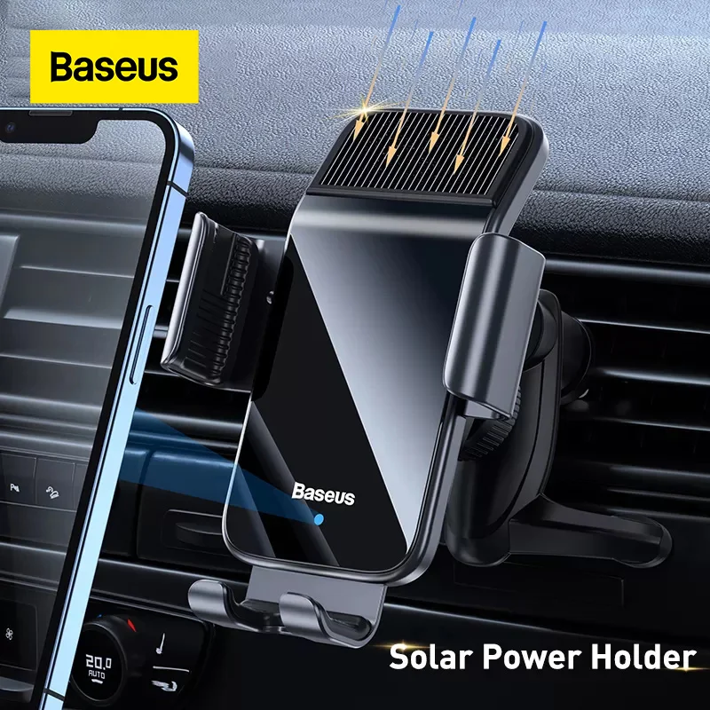 

Baseus Magnetic Phone Holder Smart Solar Power Mount Electric mobile phone Holder In Car For Xiaomi IPhone13 12 pro max