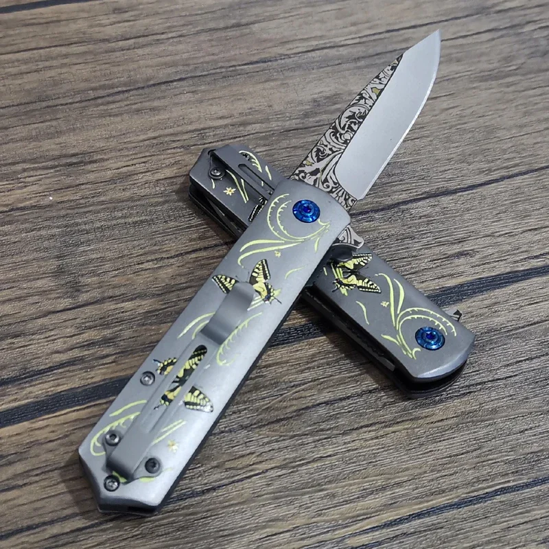 Нож из дамасской стали быстрооткрывающийся складной клинок нож 440C стальная