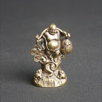 antique brass fortune double to maitreya buddha desktop ornament nafu arhat tea pet wen play ornament