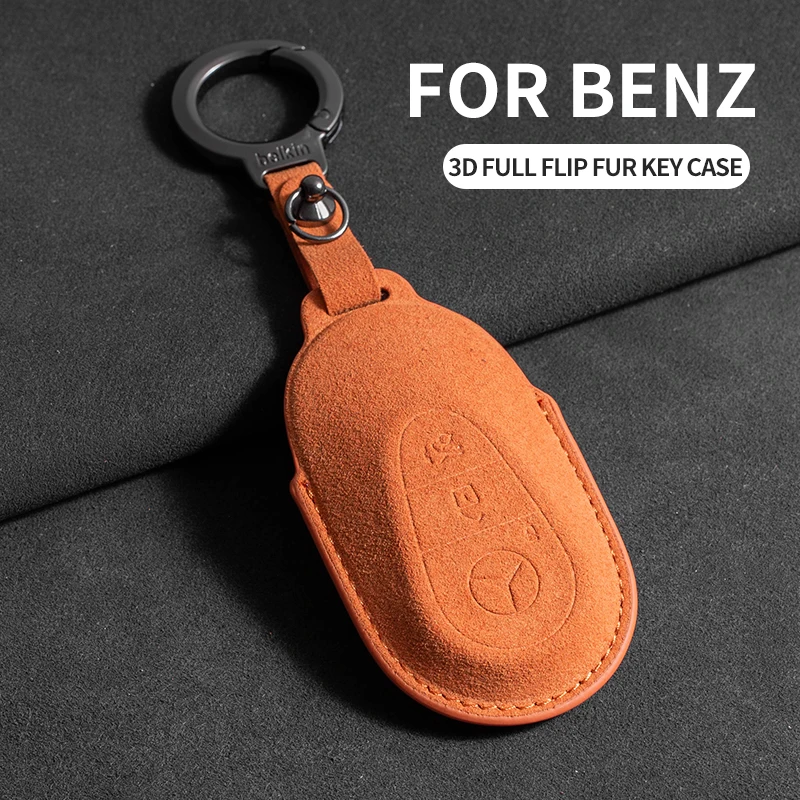 Фото Чехол для ключей автомобиля Mercedes Benz A B C E S Class W204 W205 W212 W213 W176 GLC CLE CLA GLB GLC GLS AMG W177 W222 с брелоком №4