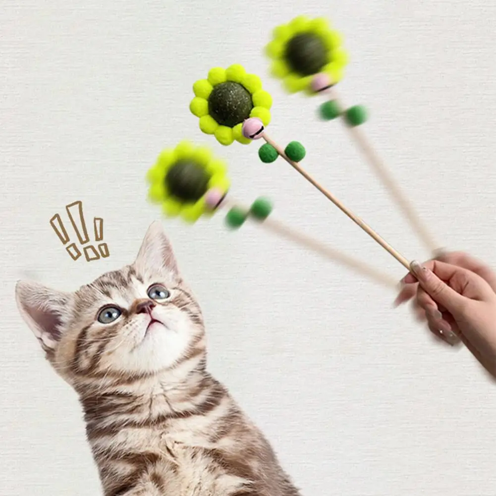 

Safe Cat Teaser Stick Wooden Handle Bright Color Teaser Interactive Cats Catnip Toy Natural Materials Cat Teaser Rod Pet Toy
