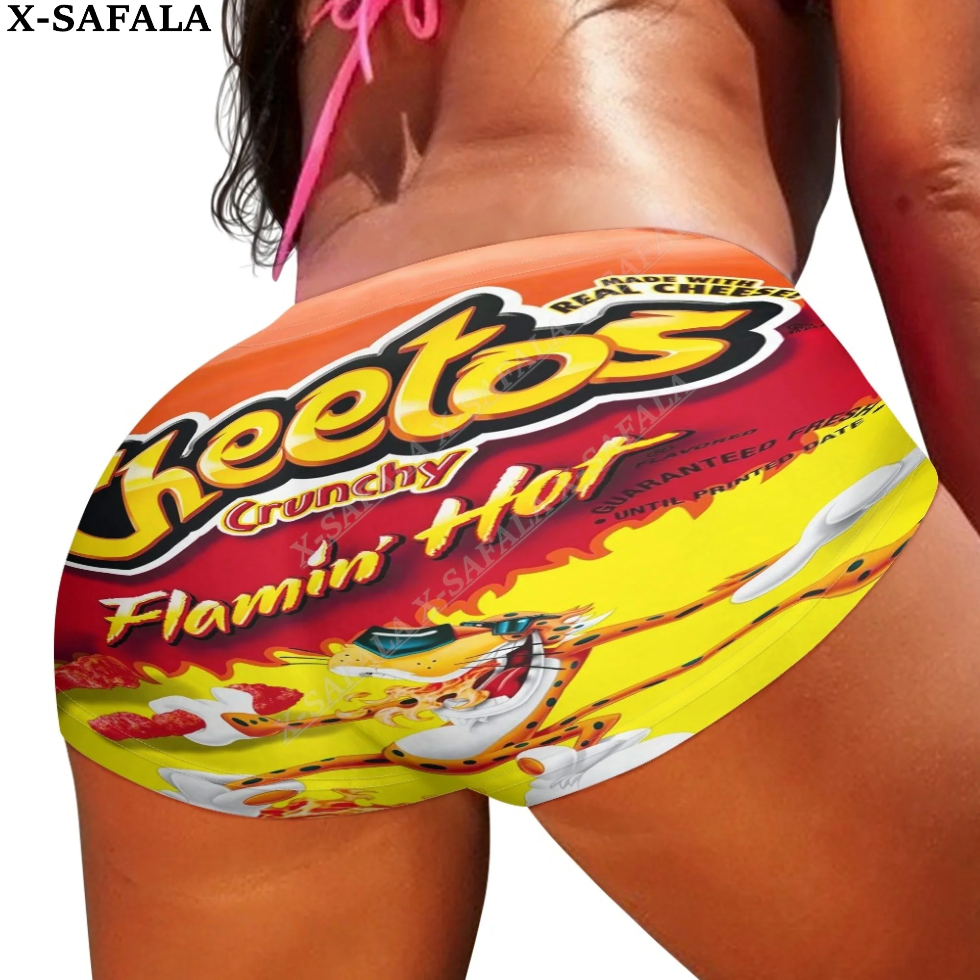 

Женские велосипедные шорты с забавным принтом, Пикантные мини-шорты с 3D принтом еды, облегающие шорты с завышенной талией для занятий йогой, для занятий спортом на открытом воздухе-3