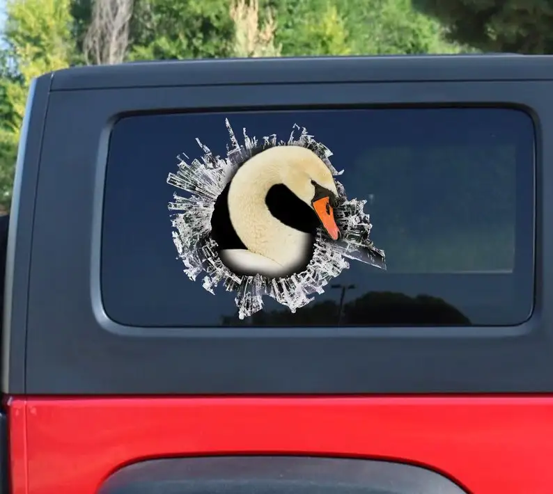 

Swan window sticker, car sticker, swan car decal