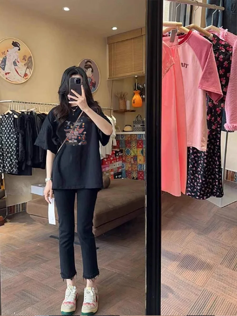 Гонконг Sle женская футболка с короткими рукавами и принтом Дамбо в стиле ретро