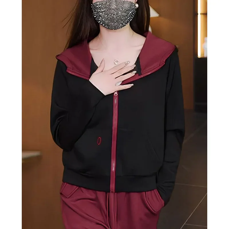 Модный повседневный спортивный костюм женская толстовка с капюшоном брюки