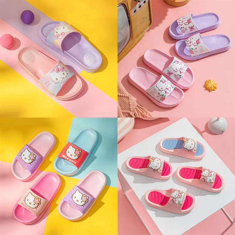 

Kawaii Sanrios Anime Slipper Hello Kt Cute Cartoon Summer Thicken Nonslip Women Shoes for Outdoor Bathing Waterproof Home Sandal