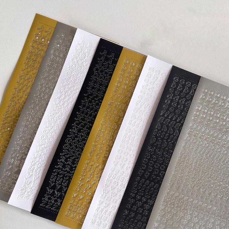 1pcs Bronzing Gold Silver Letter Number Decorative Stickers for DIY Idol Card Album Scrapbooking Diary Sticker Korean Stationery