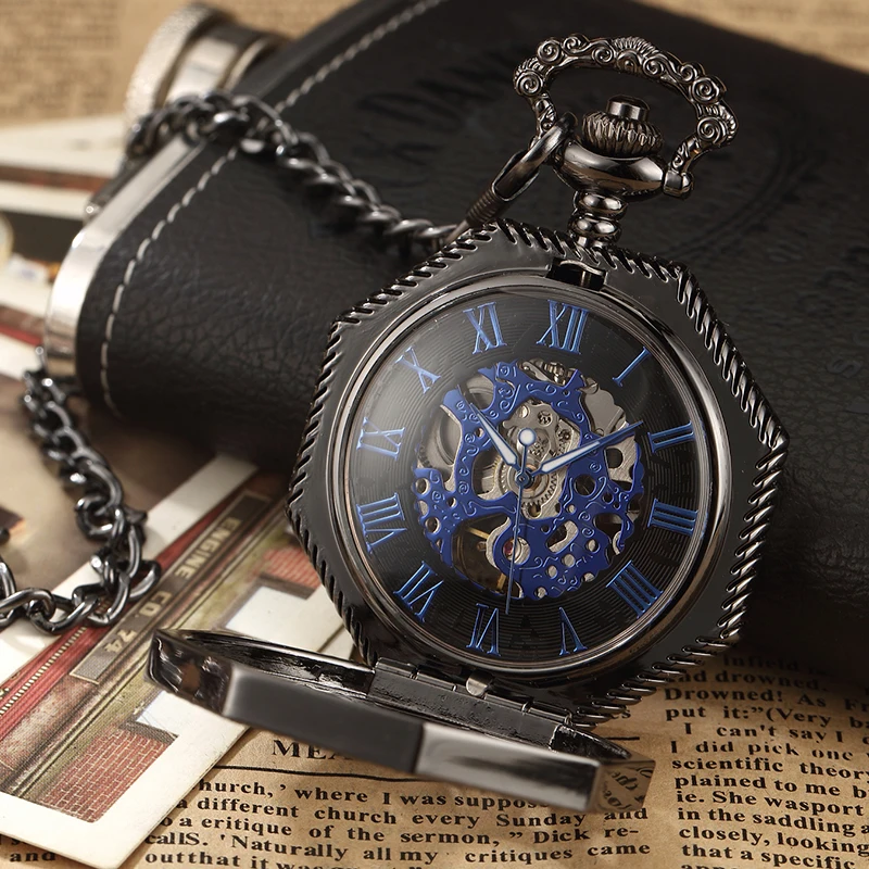Octagon Round Vintage Man Pocket Watch Fob Con Catena Steampunk Pendant Watches For Men Pendant Retro Clock Necklace