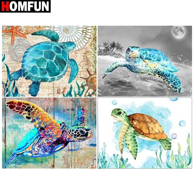 

Алмазная 5D картина HOMFUN «морские Черепашки», «сделай сам», вышивка крестиком, домашний декор, картина Стразы ручной работы