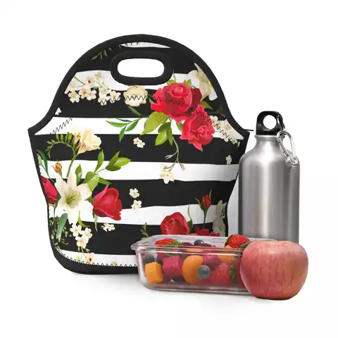Цветочные сумки для ланча для женщин и девочек, школьный Ланч-бокс для еды, фруктов, напитков, органайзер, сумка для продуктов, сумки с верхне...