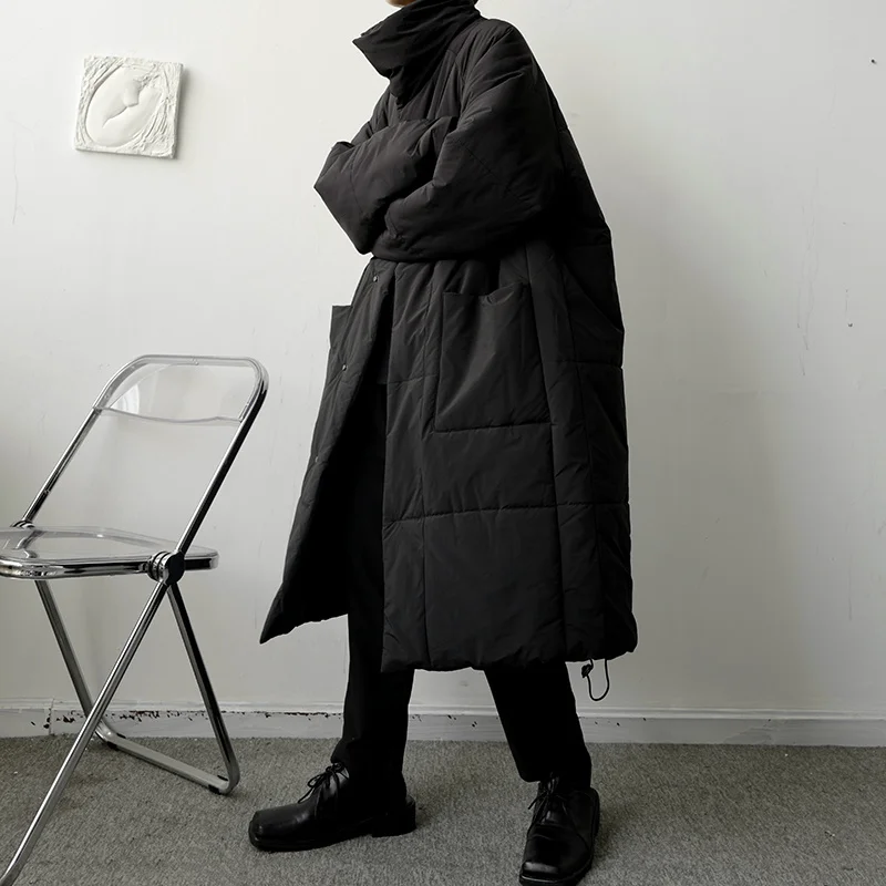 Winter Jacket Men Warm Fashion Black Thickened Down Jacket Men Japanese Streetwear Loose Oversize Thick Long Coat Mens Parker