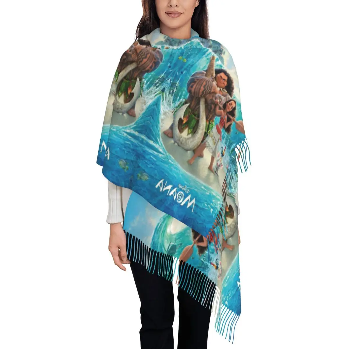 Изготовленный на заказ шарф Moana-Ocean Floor без рамы женские длинные зимние теплые
